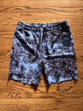 BYLT Men's Tie-Dye Swim/Board Shorts in Black & Lavender - NWT